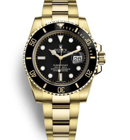 Rolex Submariner Date Certified Yellow Gold Black Dial 116618ln